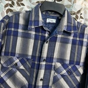 Vintage VTG Fieldmaster Flannel Mens Medium Blue Perma Prest Made USA 80s 90s